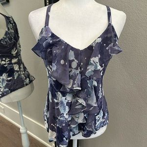 Anthropologie 1.9 One Sept Floral Top Blouse Camisole Tee Lavender Blue Small